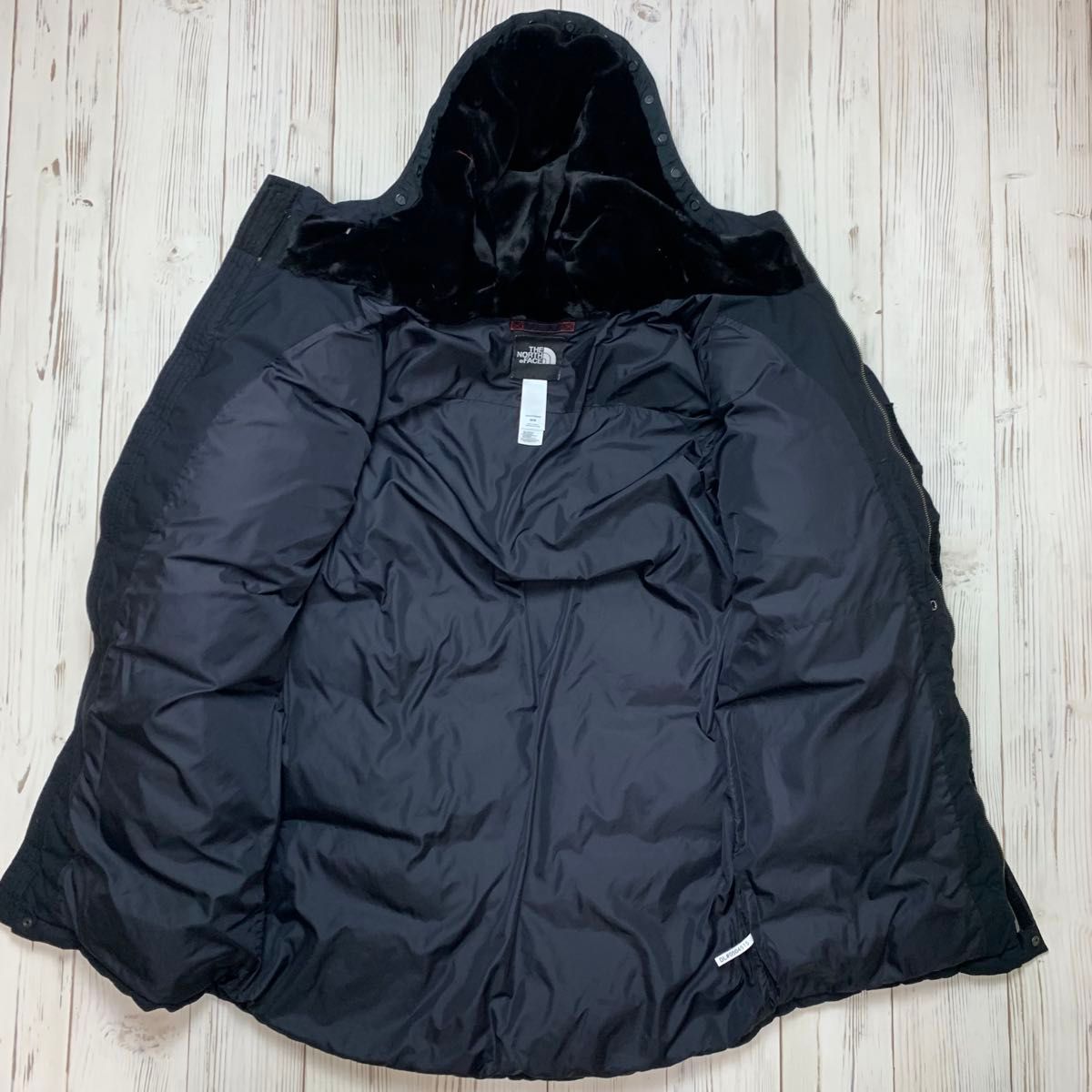 ノースフェイス ミドル丈 ダウンジャケット メンズ L 黒 刺繍ロゴ