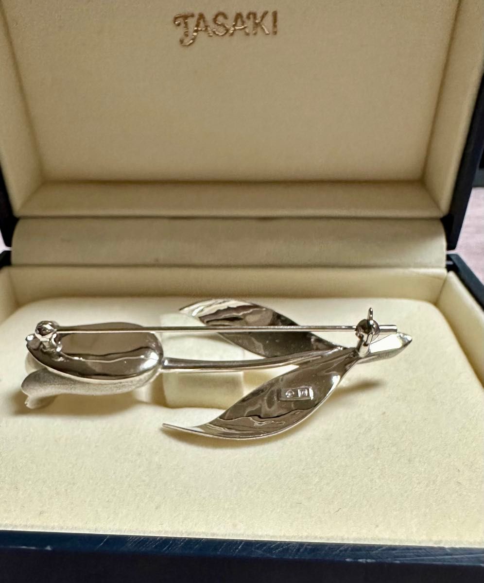 新品 TASAKI タサキ 真珠 シルバー パール チューリップ ブローチ 刻印