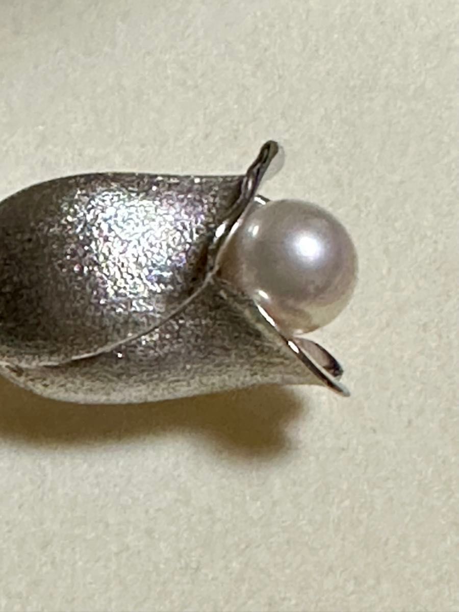 新品 TASAKI タサキ 真珠 シルバー パール チューリップ ブローチ 刻印