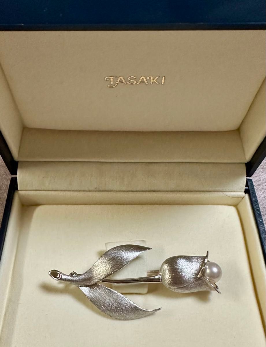 新品 TASAKI タサキ 真珠 シルバー パール チューリップ ブローチ 刻印