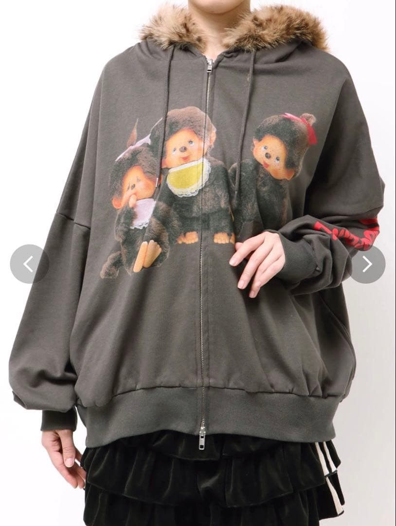 monchhichi×jouetie】ファードッキングZIPフーディ ブラック