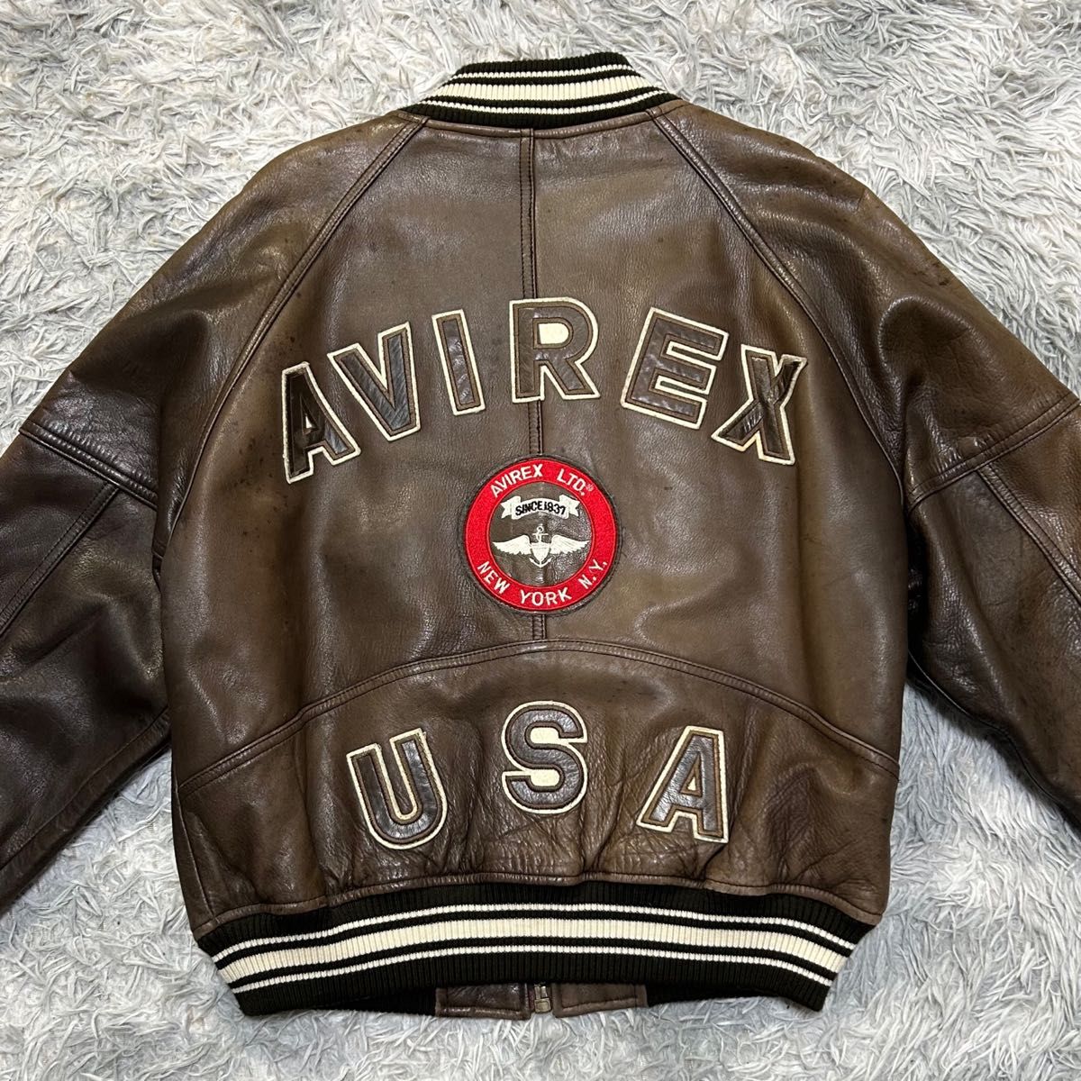 AVIREX アヴィレックス オールレザースタジャン バックアーチロゴ