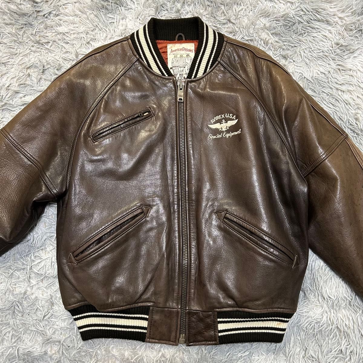 AVIREX アヴィレックス オールレザースタジャン バックアーチロゴ