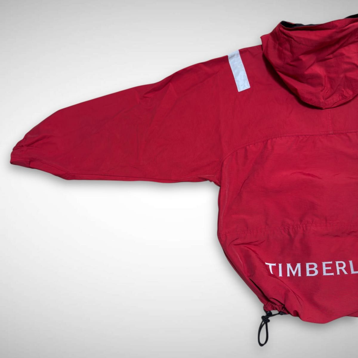 90s Timberlandナイロンアノラックパーカーハーフジップ赤レッド古着M