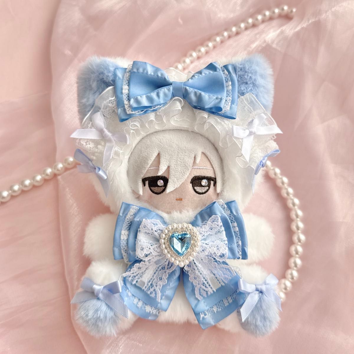 おすわりぬい服 ぬい服 ネモフィラブルーねこちゃん 11㎝〜15㎝ ちび