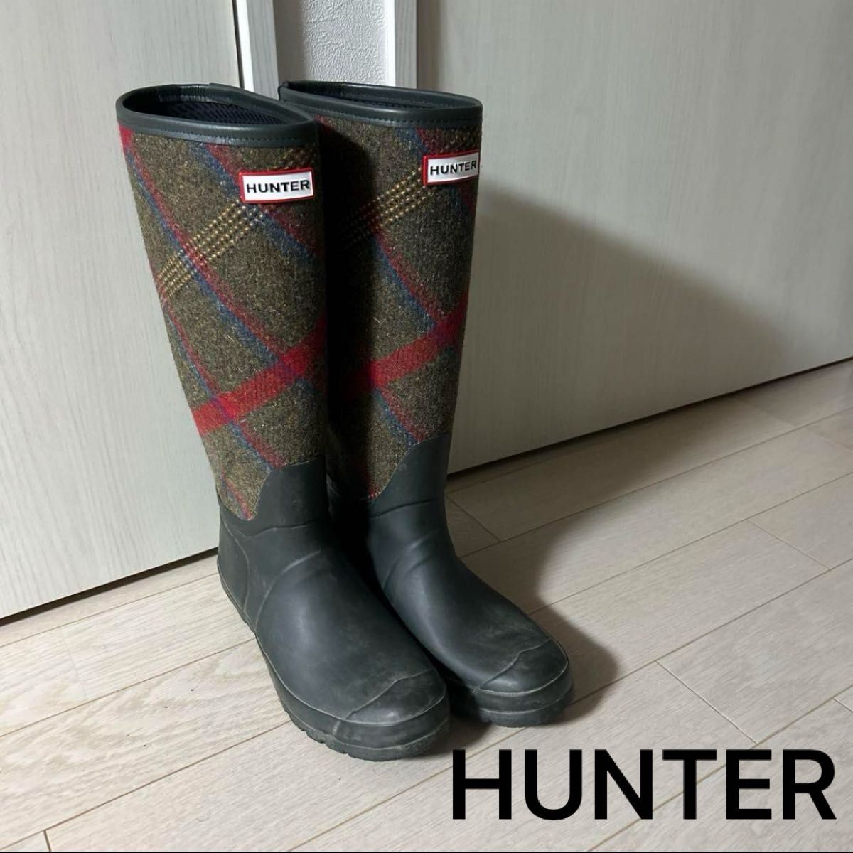 HUNTER ハンター レインブーツ 長靴 チェック柄 ブリティッシュウール