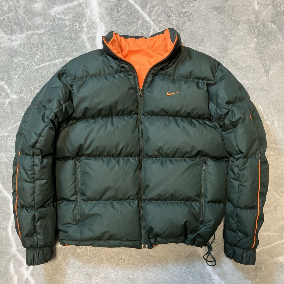 00s NIKE ナイキ ダウンジャケット リバーシブル ロゴ刺繍 短丈 ダーク