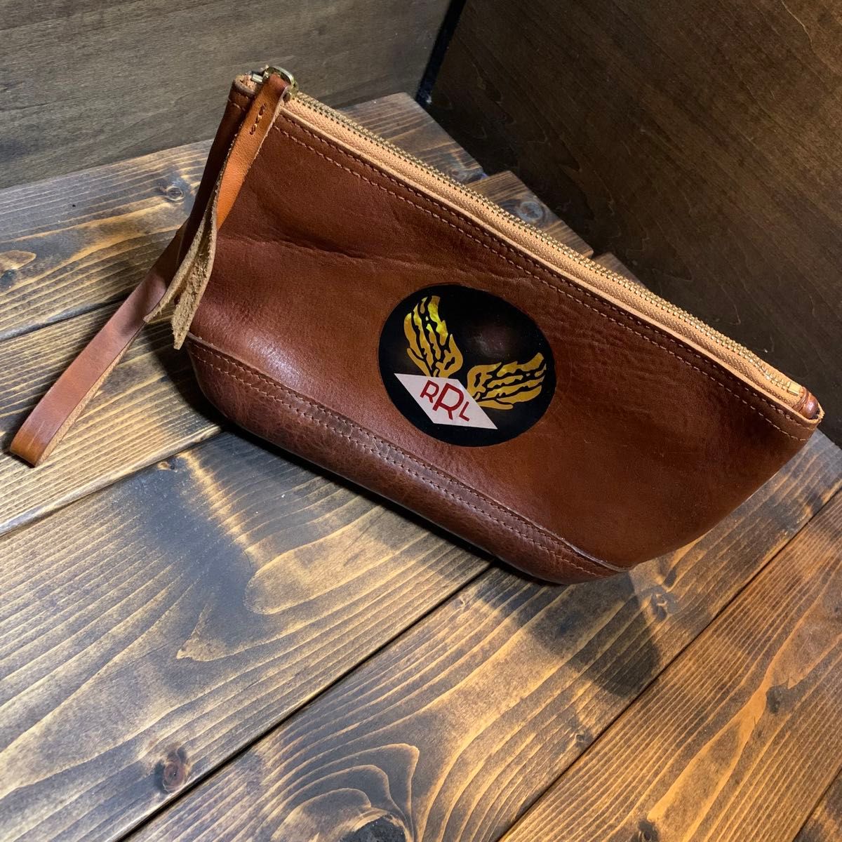 RRL ダブルアールエル レザー ポーチ クラッチバッグ ヴィンテージ加工