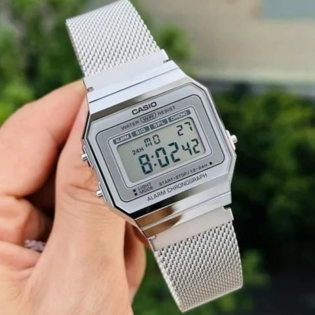 カシオ デジタル腕時計 （新品）海外モデル レトロデザイン シルバー