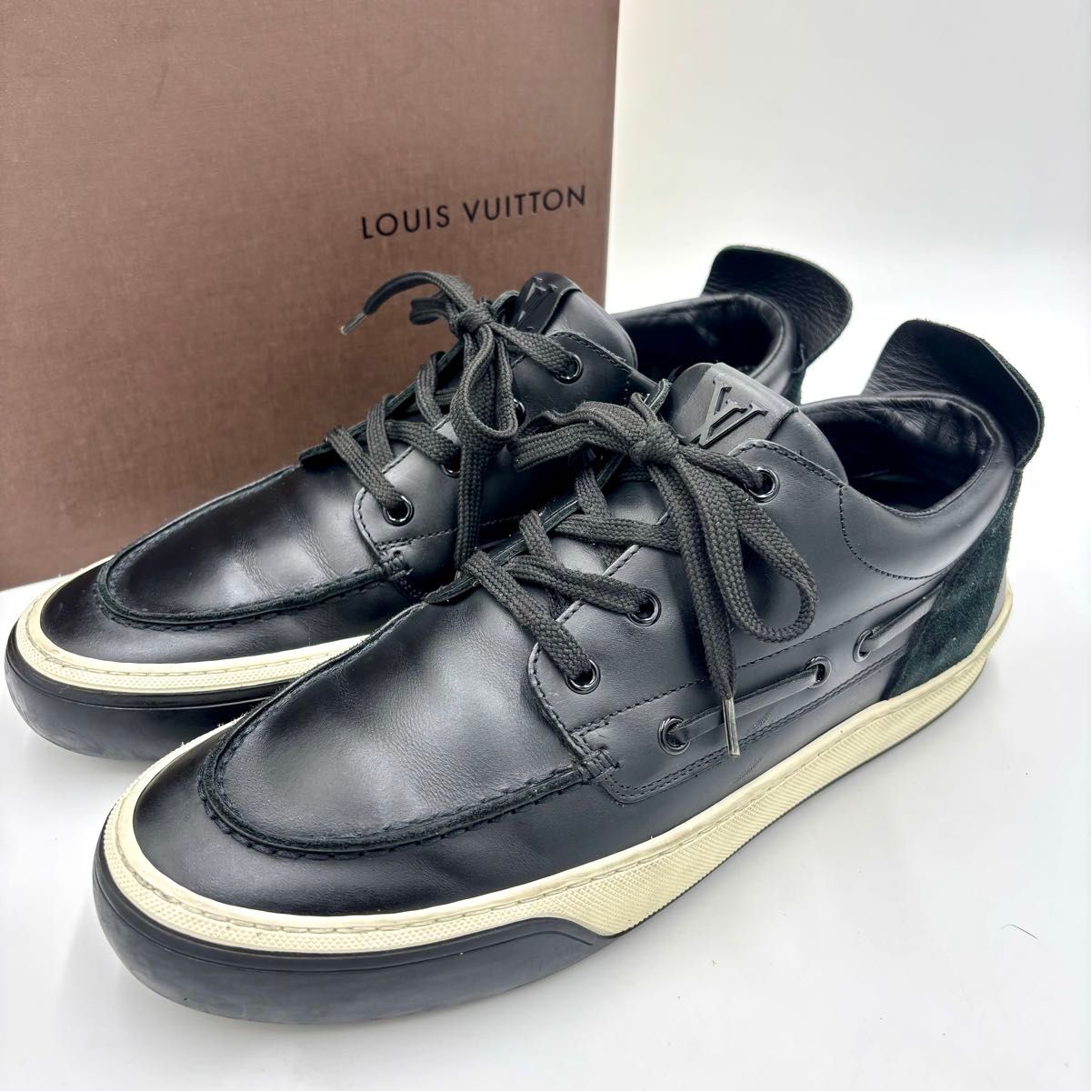 LOUIS VUITTON ルイヴィトン レザー×スエード スニーカー デッキ