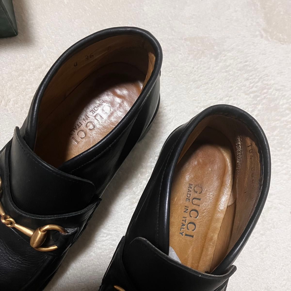 箱付き GUCCI グッチ ホースビット ローファー レザー ラグソール