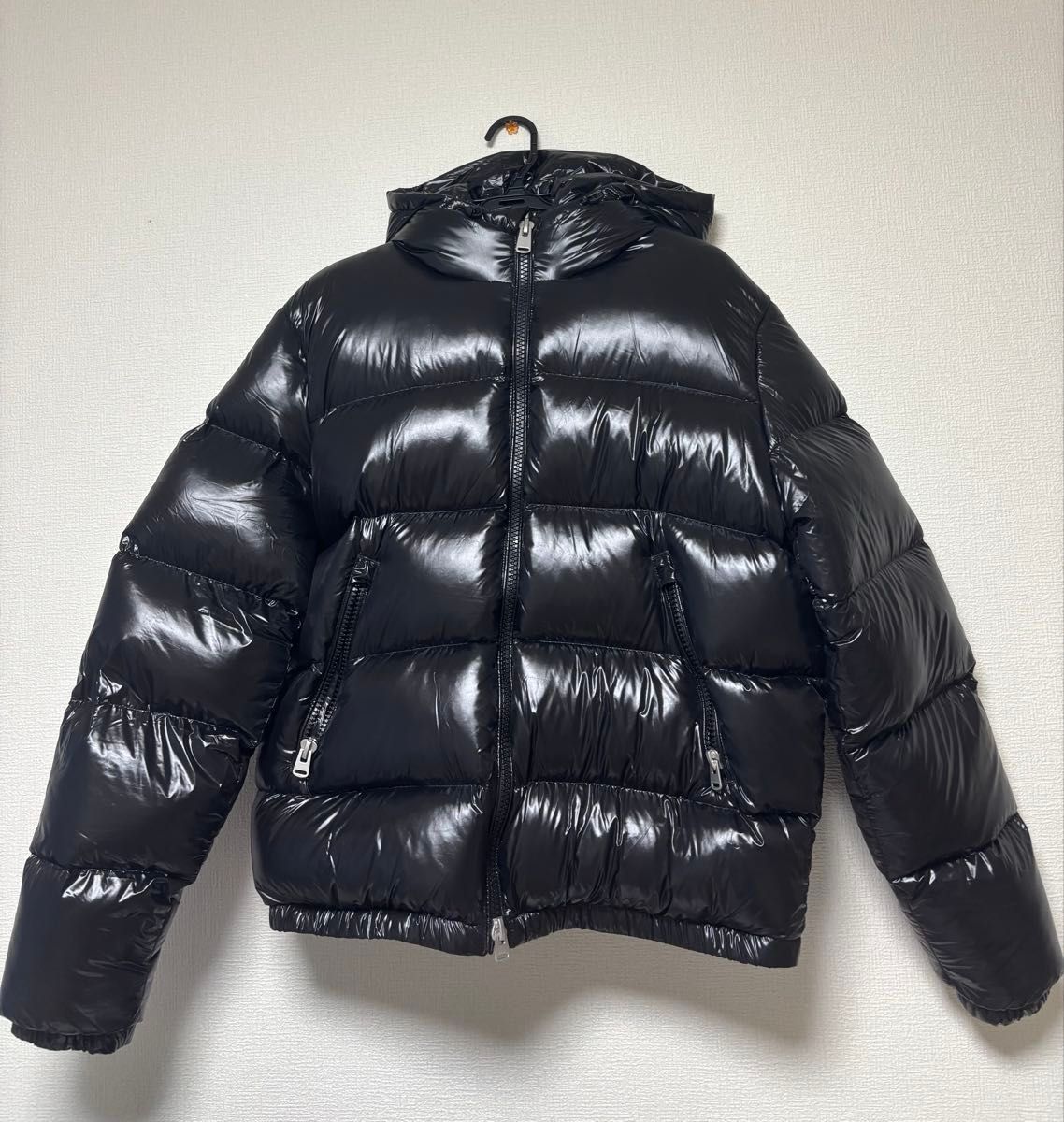 ZARA 100%フェザーダウン撥水加工パフジャケット M 光沢 テカテカ