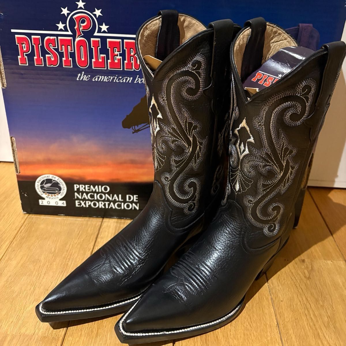 新品】PISTOLERO 美しい本格 ウエスタンブーツ ブラック 22 5 4 5