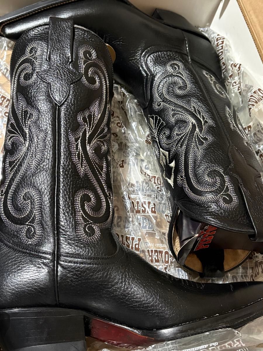 新品】PISTOLERO 美しい本格 ウエスタンブーツ ブラック 22 5 4 5