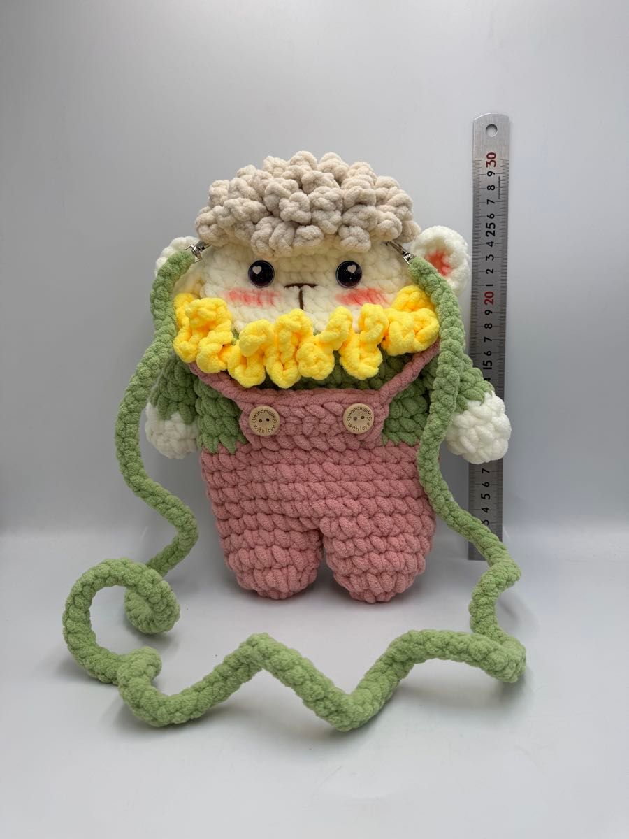 編みぐるみ がま口バッグ スマホポーチ ミニショルダーバッグ