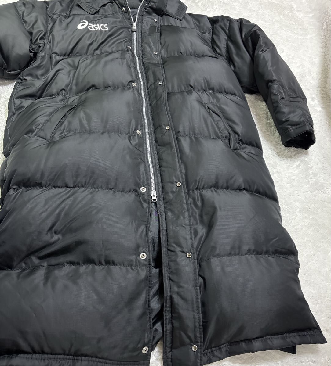 asics アシックス ダウンベンチコート ロングコート ブラック ダウン
