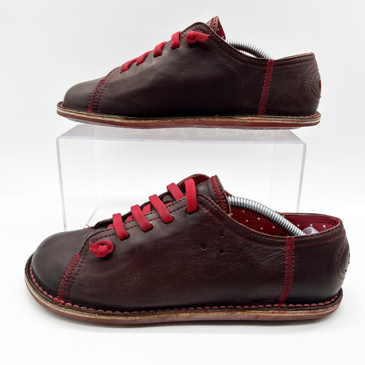 美品】CAMPER カンペール ペウカミ 37 レザースニーカー ブラウン 水玉