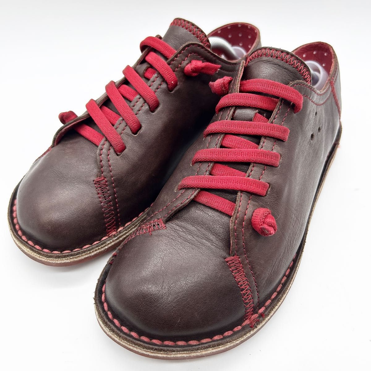 美品】CAMPER カンペール ペウカミ 37 レザースニーカー ブラウン 水玉