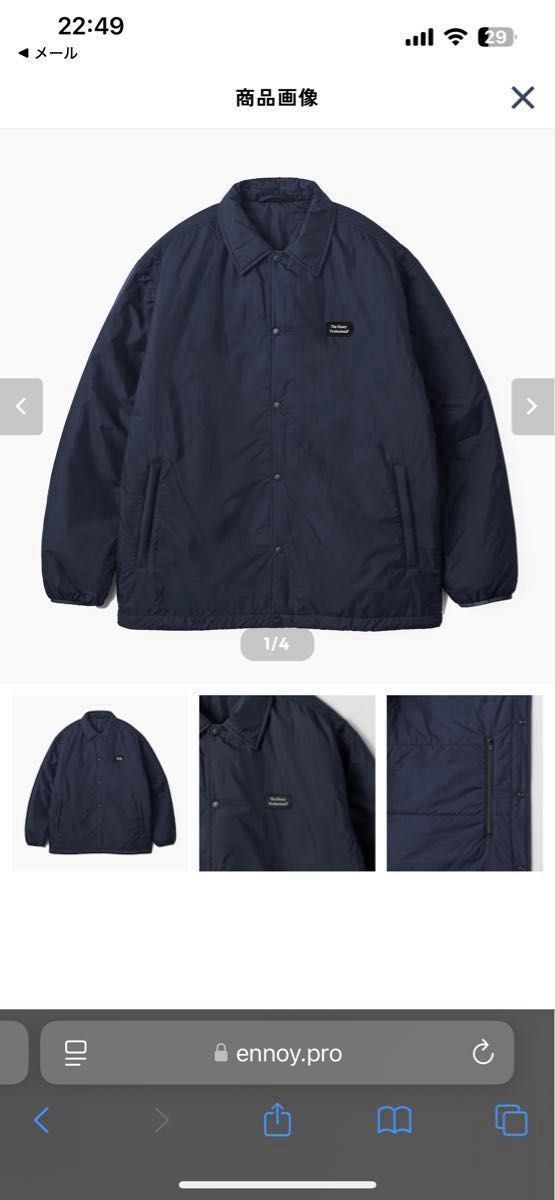 ENNOY PADDED NYLON COACH JACKET NAVY｜Yahoo!フリマ（旧PayPayフリマ）