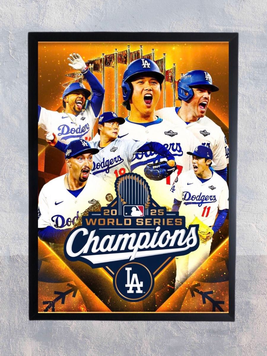 A4黒額付ポスター】2025 ドジャース ワールドシリーズ 優勝記念