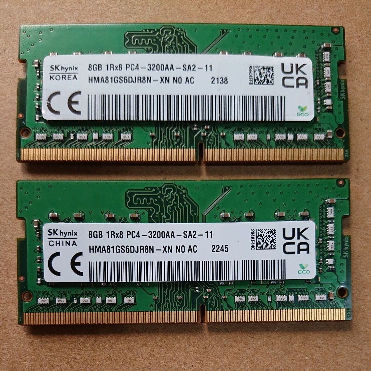 SK hynix DDR4 3200AA 16GBメモリ 2枚（8GB x2) SK hynix DDR4 3200AA