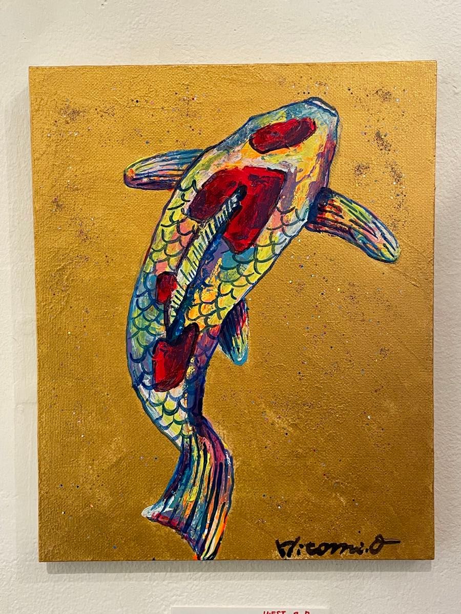 真作 絵画 鯉 アート 動物画 キャンバス 現代アート 作品証明書付 原画