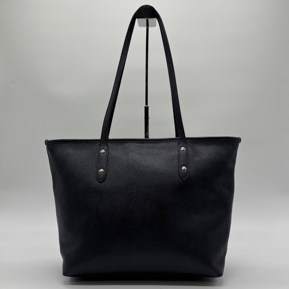 A4収納可 肩掛け COACH コーチ トートバッグ レザー シボ革 ゴールド