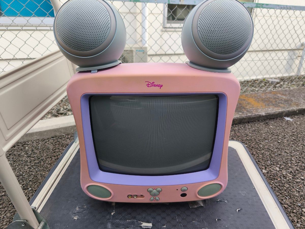 Disney ミッキーブラウン管テレビ ピンク レトロ スピーカー付き