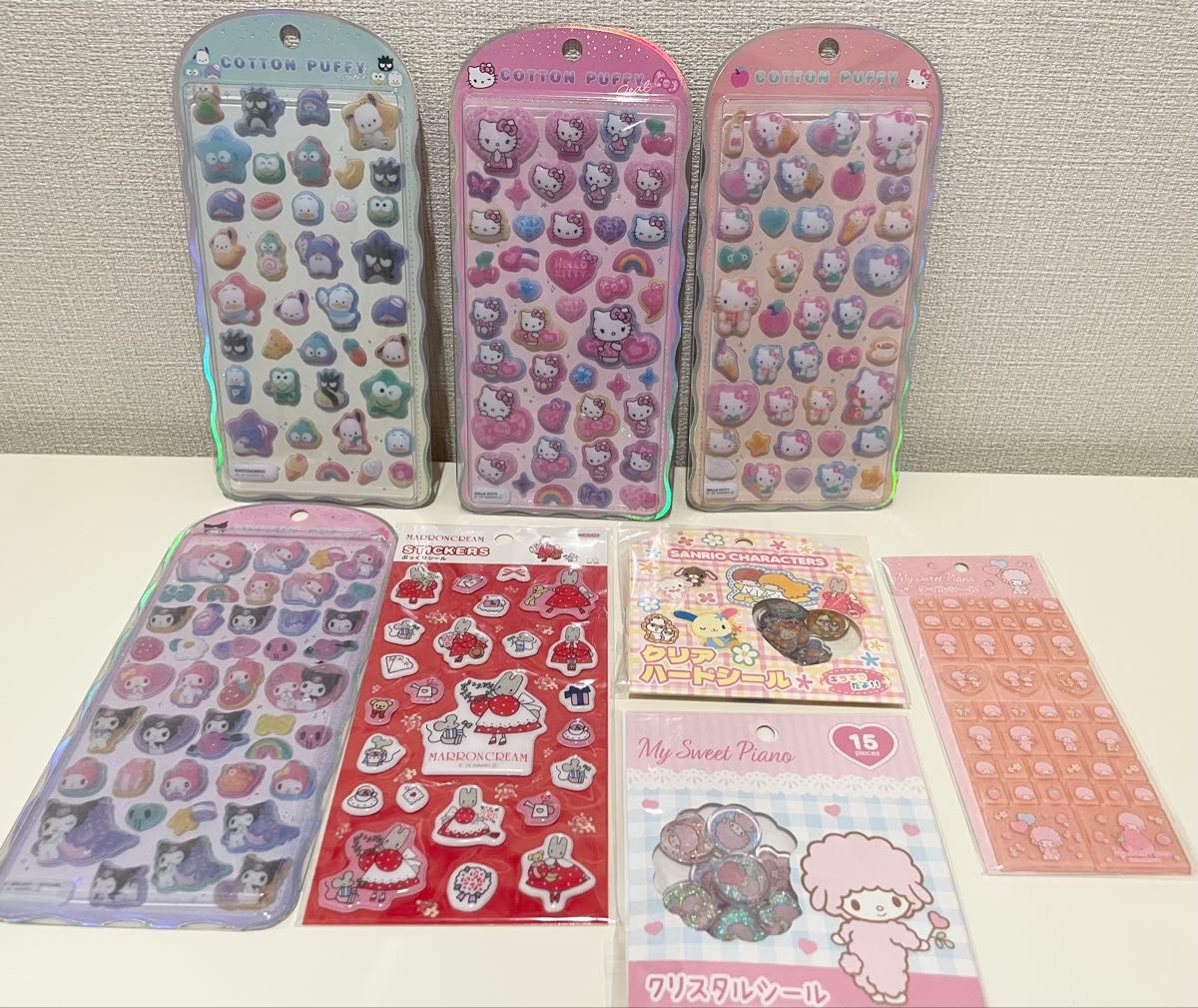 サンリオ コットンパフィーシール タイルシール クリスタルシール