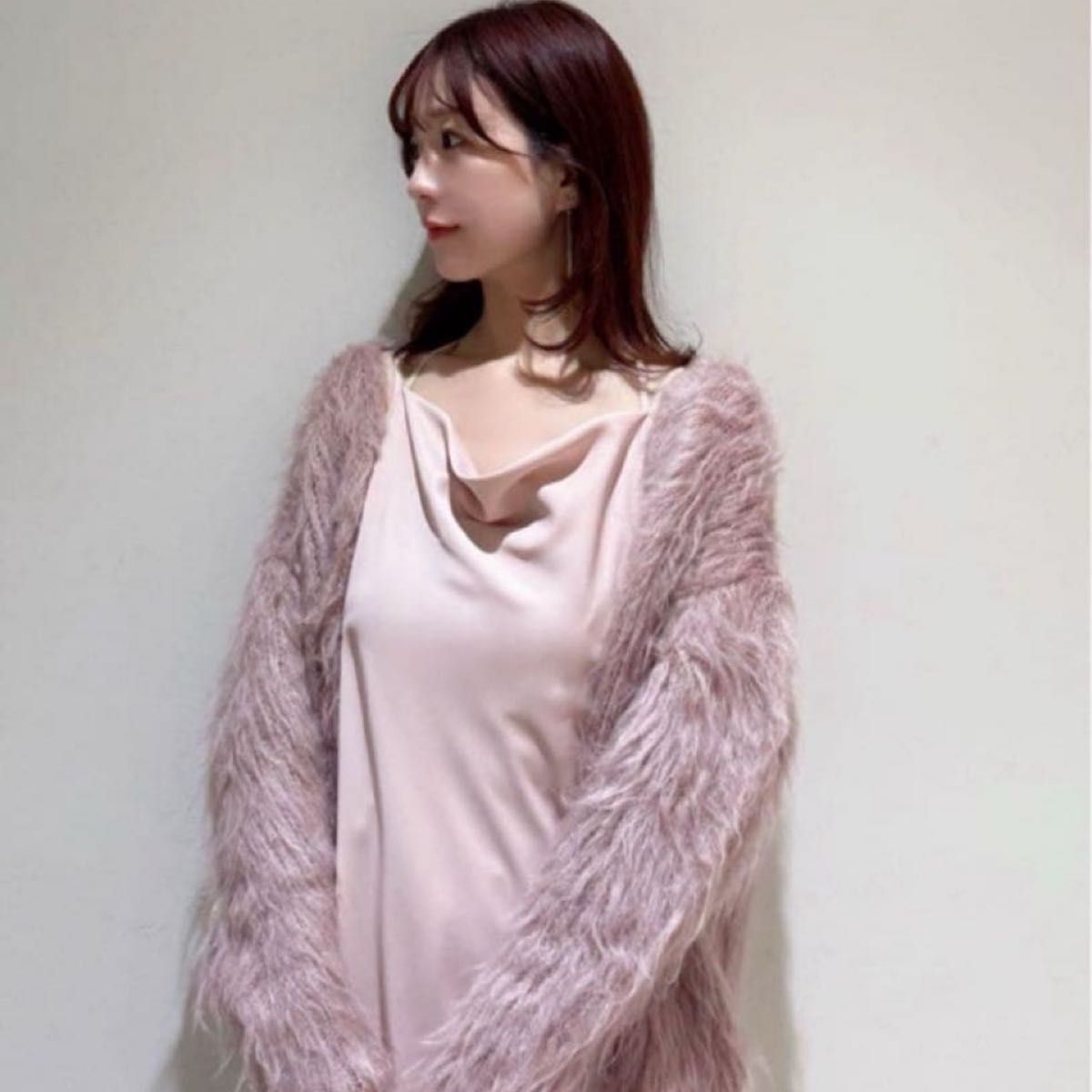 SNIDEL スナイデル シャギーニットカーディガン ピンク｜Yahoo!フリマ