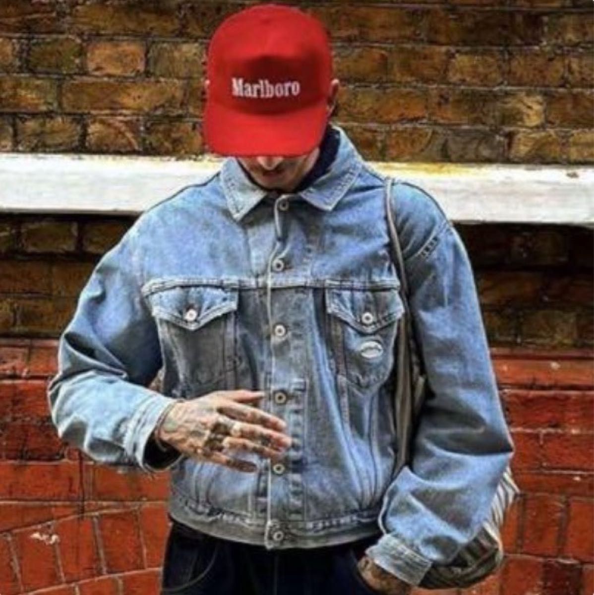 Marlboro マルボロ コーデュロイキャップ CAP 刺繍ロゴ 赤 キャップ