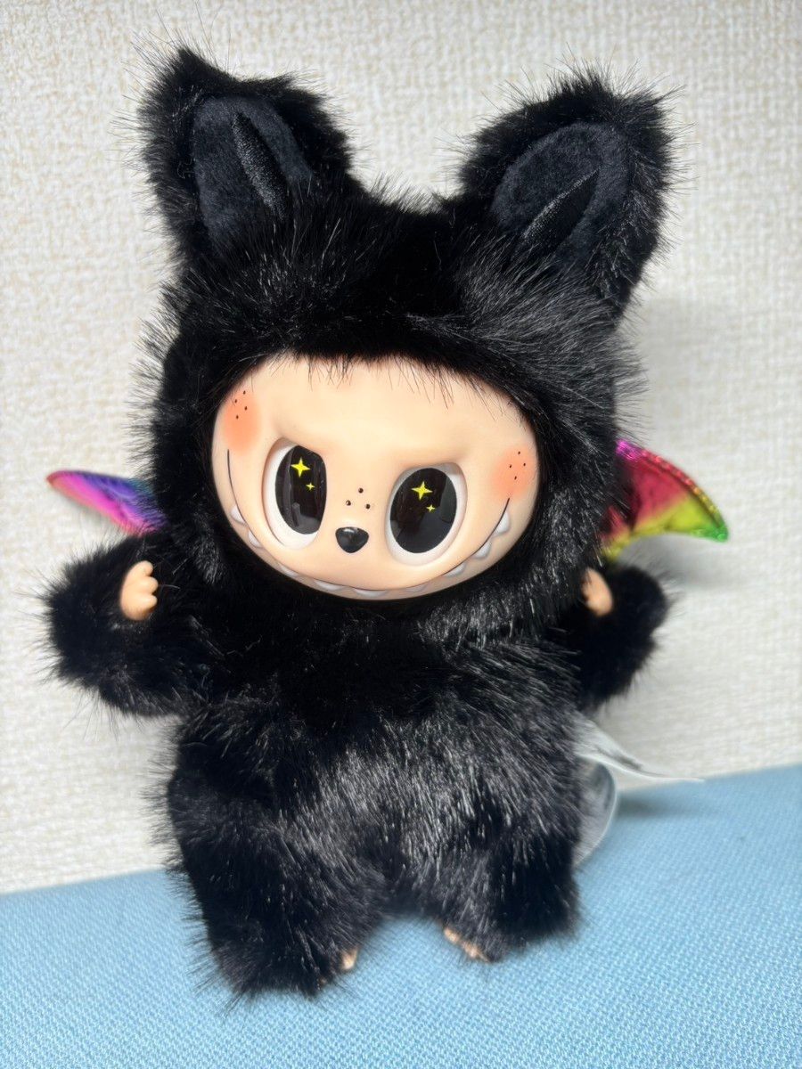 海外限定 ぬいぐるみ キーホルダー ラブブ LABUBU Zimomo 天使 黒