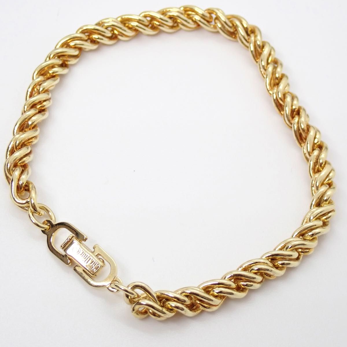 箱付き Dior ブレスレット バングル ツイスト チェーン ゴールド