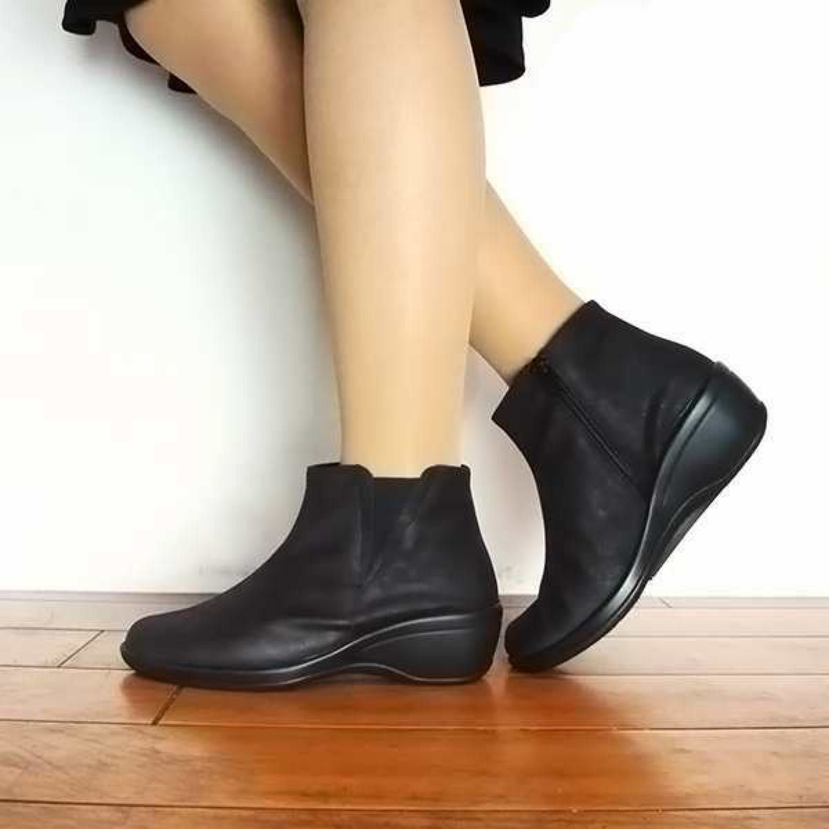 新品未使用品 23 5㎝ アルコペディコ ショートブーツ ブラック