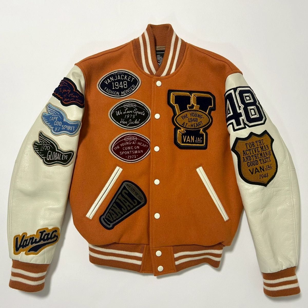 美品】VAN ヴァン スタジャン ジャケット オレンジ Mサイズ ワッペン