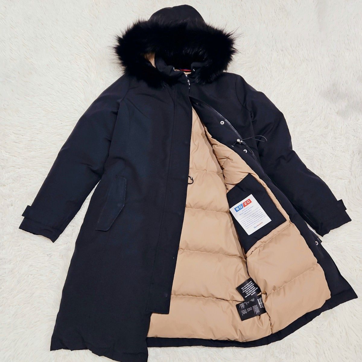 ケープハイツ エルノラ ファー ロングダウンコート ブラック 黒