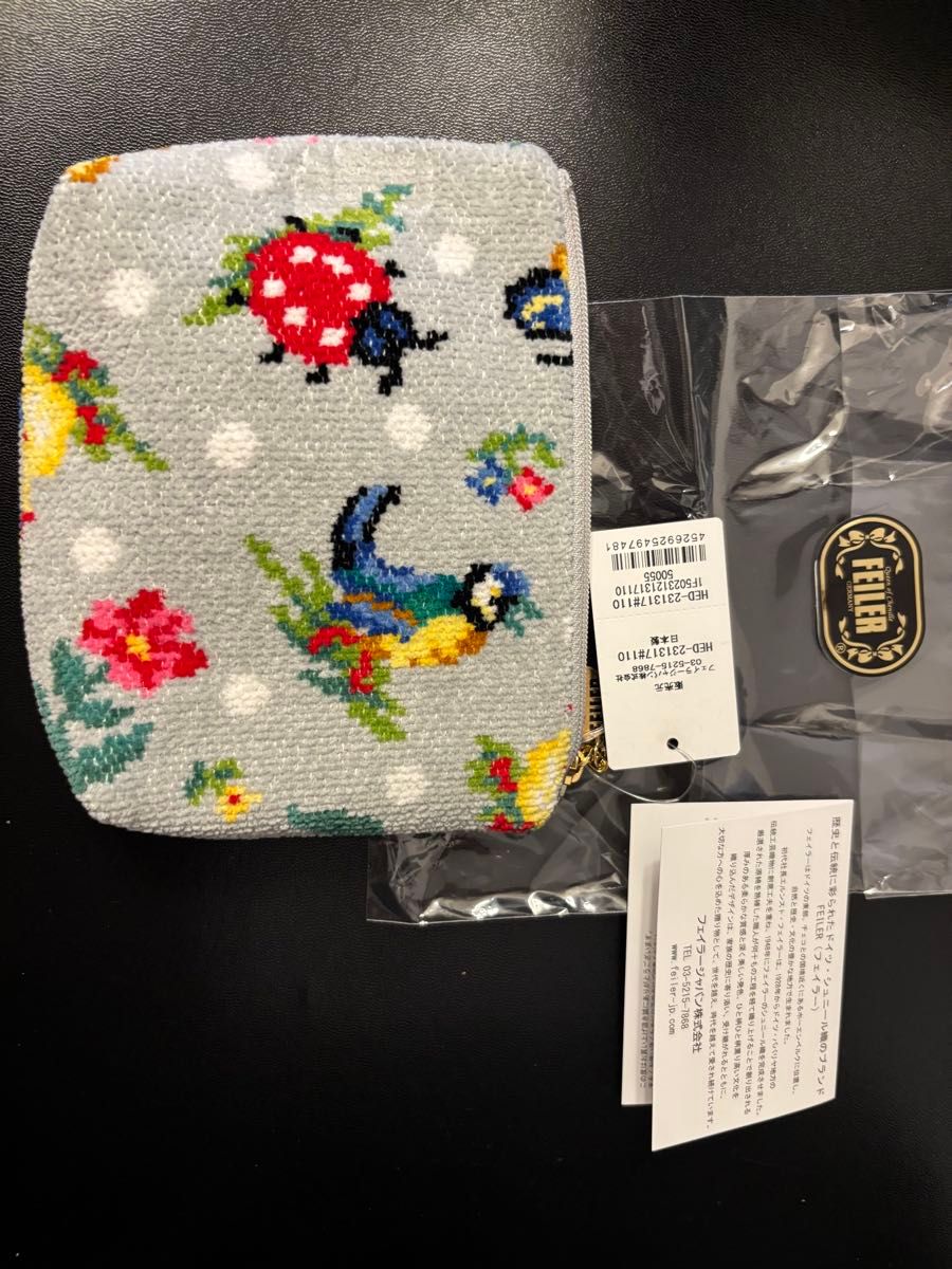 値下 新品 FEILER フェイラー ポーチ ハイジ てんとう虫 蝶々 花柄