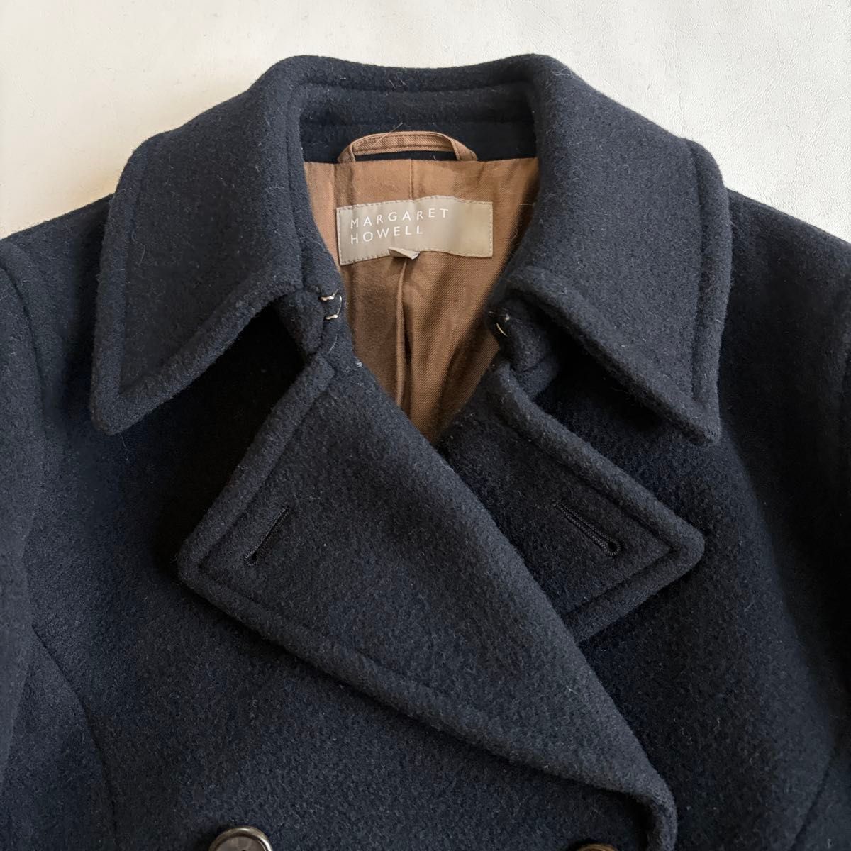 マーガレットハウエル】ピーコート カシミヤ ウール ダブル ネイビー