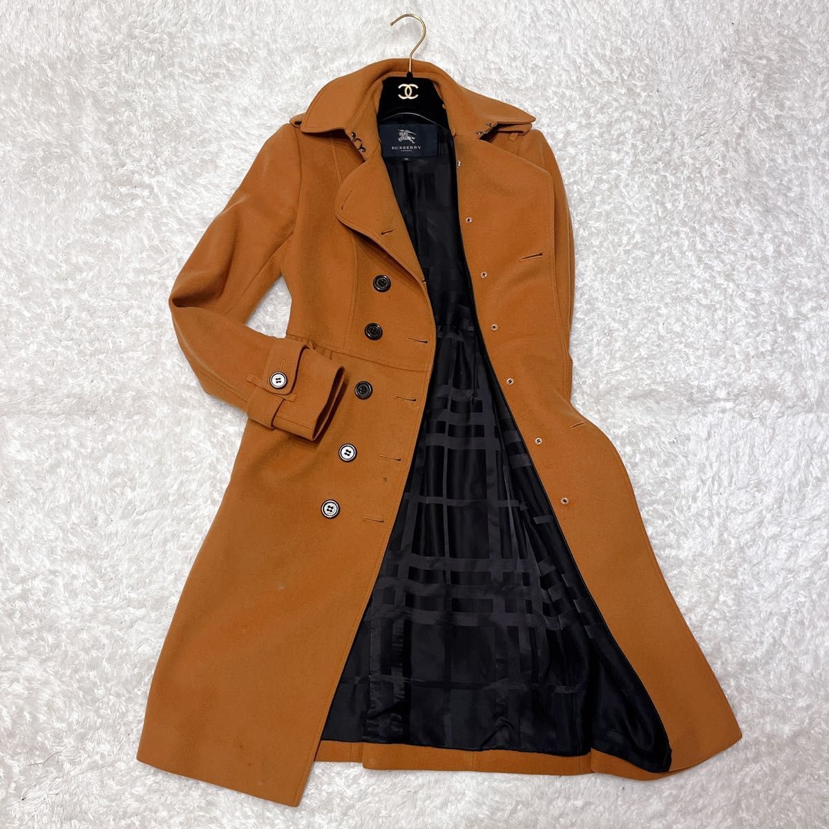 BURBERRY LONDON トレンチコート カシミヤ混 シャドウチェック