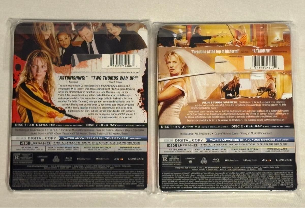 KILL BILL Vol 1&2 Ultra HD Blu-rayセット 海外盤 キル・ビル Vol 1&2
