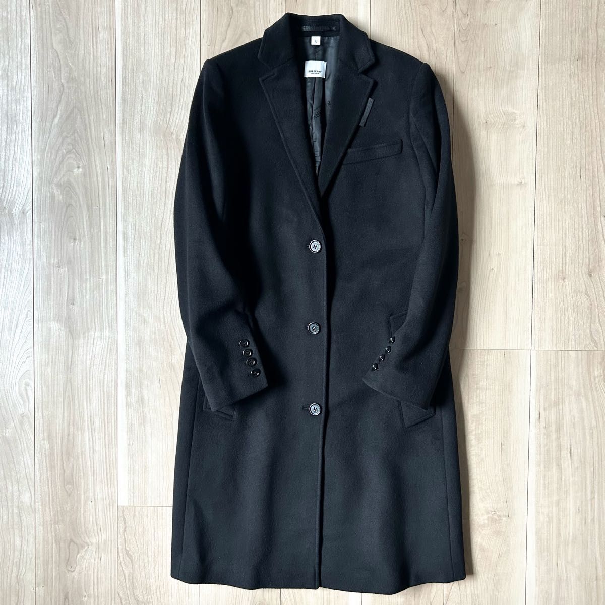 現行タグ】バーバリー BURBERRY カシミヤ混 ウールコート 黒 ブラック