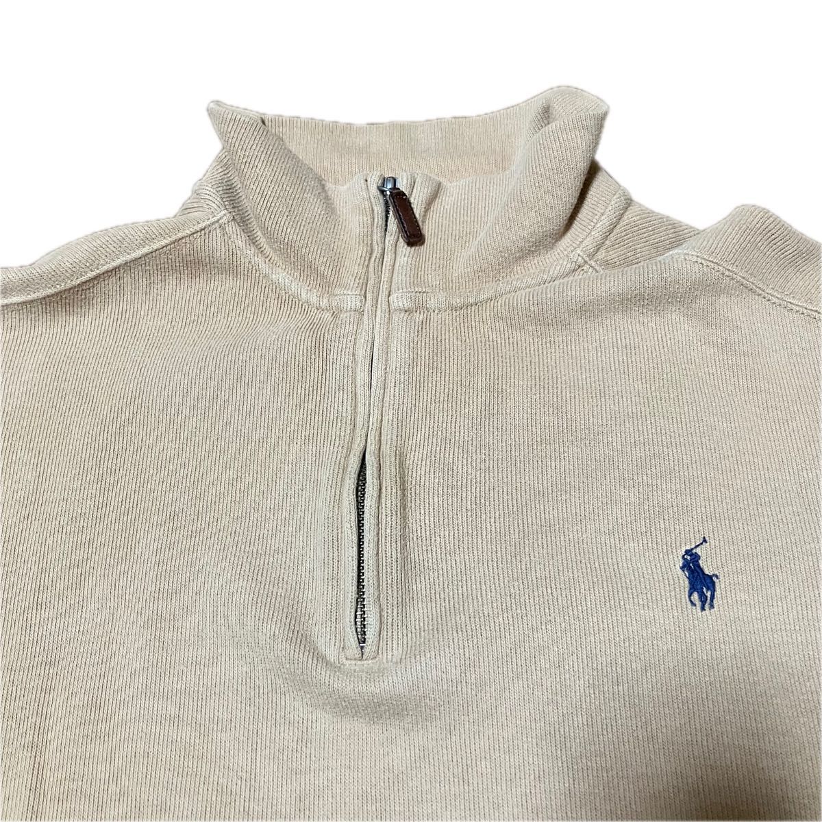POLO RALPH LAUREN ハーフジップスウェット ベージュ ポロ刺繍 ラルフ