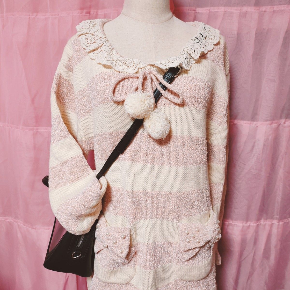 超希少 超レア LIZ LISA リズリサ ポンポン レース襟 ボーダーニット