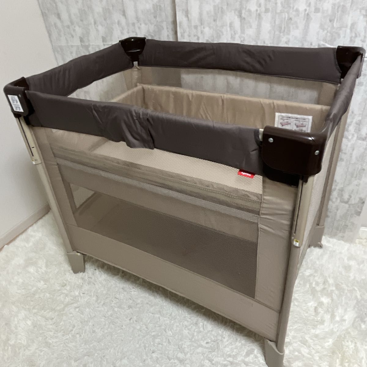 美品 アップリカ ココネルエアー ベビーベッド サークル 寝具 66047