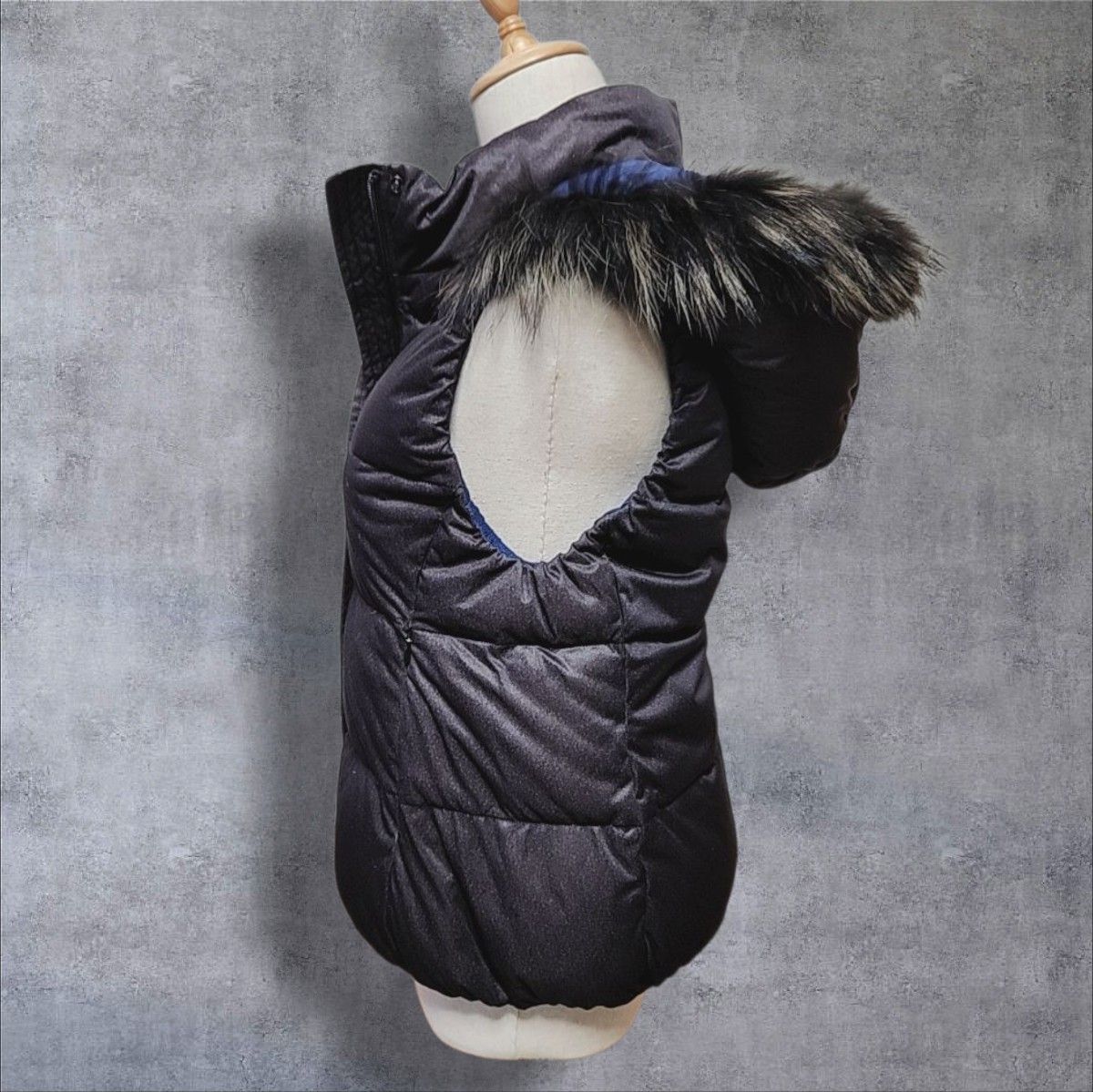 平成ギャル y2k グランジ フード リアルファー付き ダウンベスト