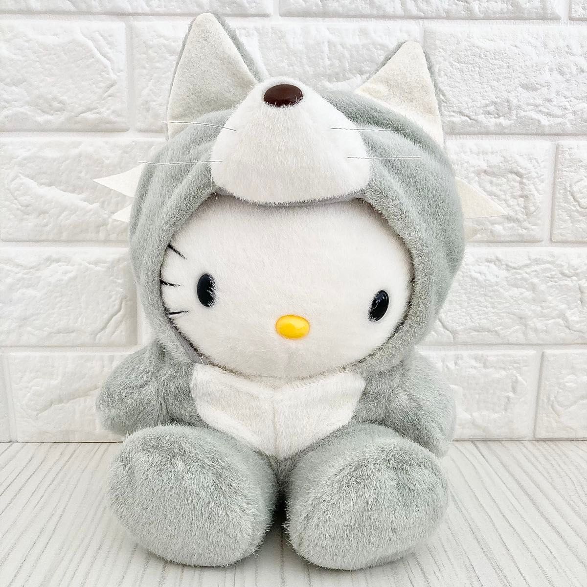 希少 美品 レトロ ハローキティ ぬいぐるみ キツネ シルバー 銀色