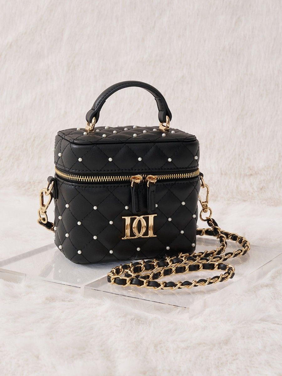 ダーリッチ キルティングパールスクエアミニバッグ ブラック Darich