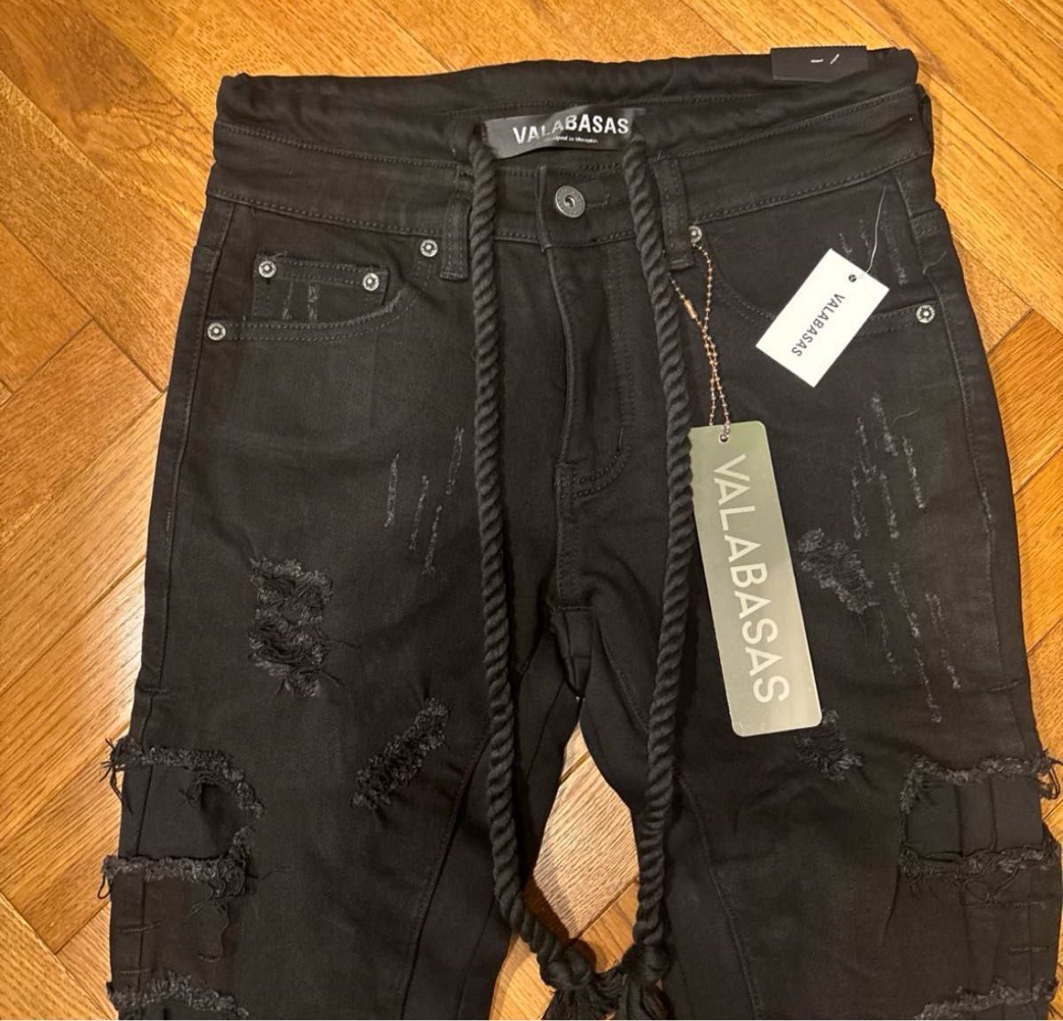 バラバサスVALABASAS サイドクラッシュロープデニム 黒 30 新品未使用