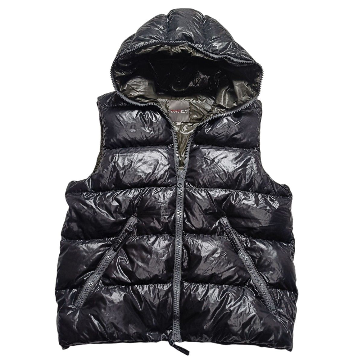 DUVETICA デュベティカ ダウンベスト フード付き 黒 グロッシー