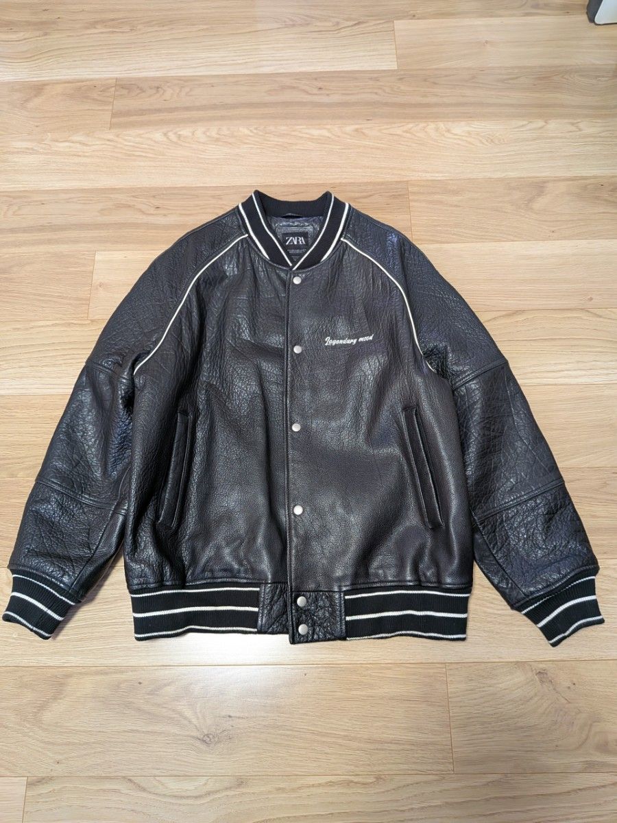ZARA カウ レザー ジャケット XLサイズ ブラック 水牛 アウター ザラ